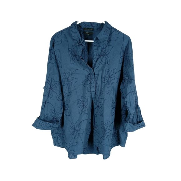 Foxcroft Tops - Foxcroft Shaped Fit Women's Button Up 3/4 Sleeve Blouse Top Blue Size 22W